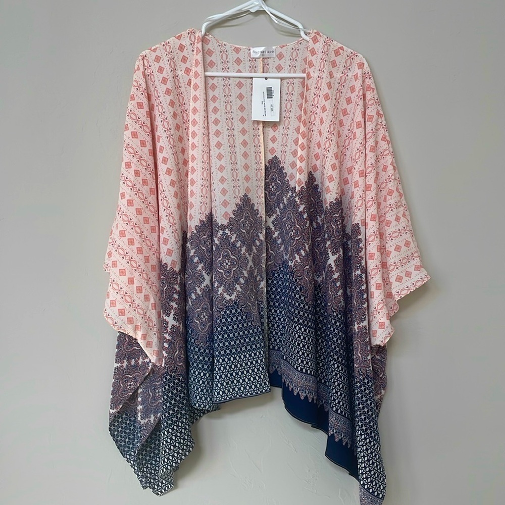 Navy & Rose Flowy Kimono Swim Cover